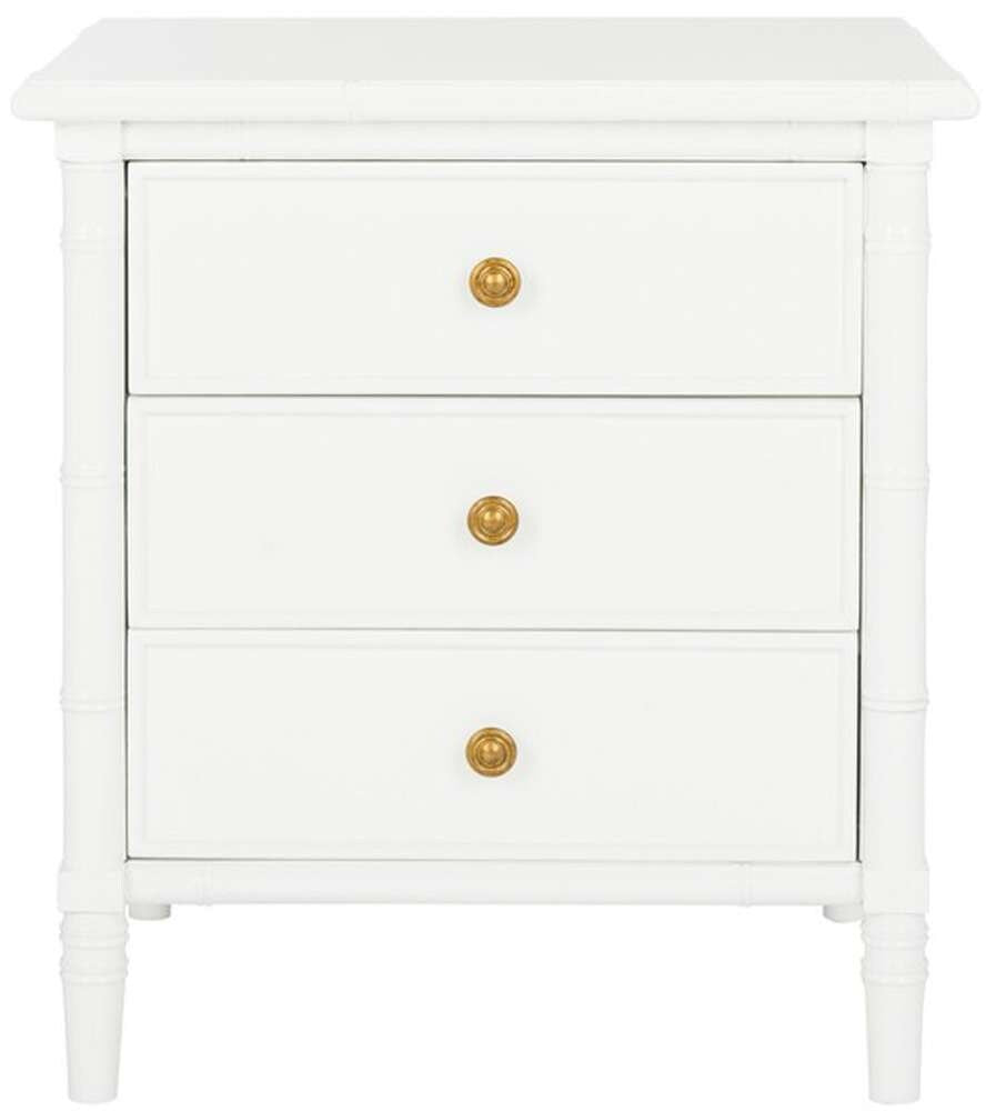 Safavieh - Mina 3 Drawer Nightstand - White - Gold - NST3500B veiw 2