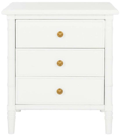 Safavieh - Mina 3 Drawer Nightstand - White - Gold - NST3500B veiw 2