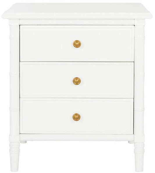 Safavieh - Mina 3 Drawer Nightstand - White - Gold - NST3500B veiw 2