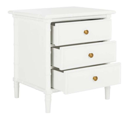 Safavieh - Mina 3 Drawer Nightstand - White - Gold - NST3500B veiw 4