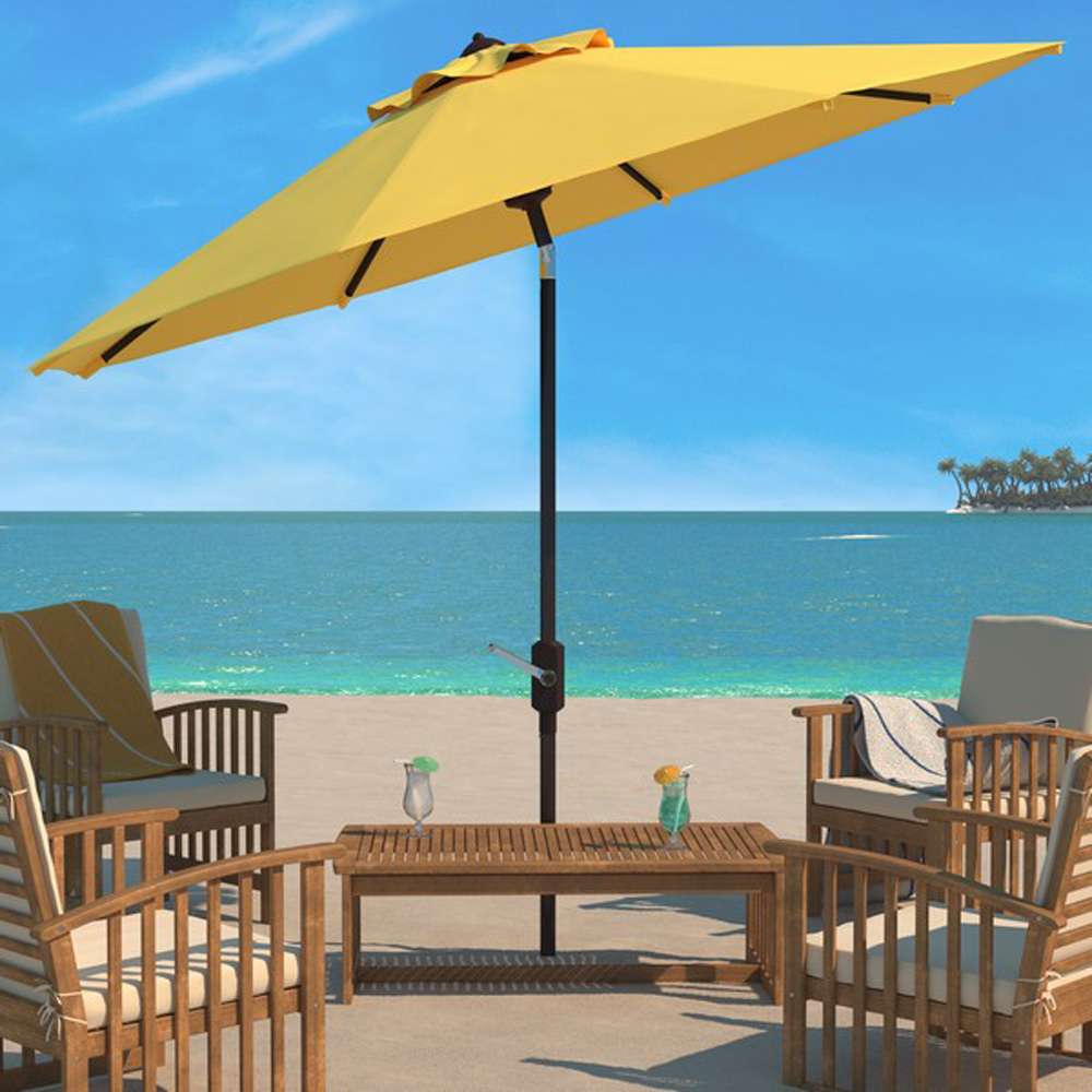 Safavieh - Ortega 9 Ft Crank Umbrella - Yellow - PAT8001Y veiw 2