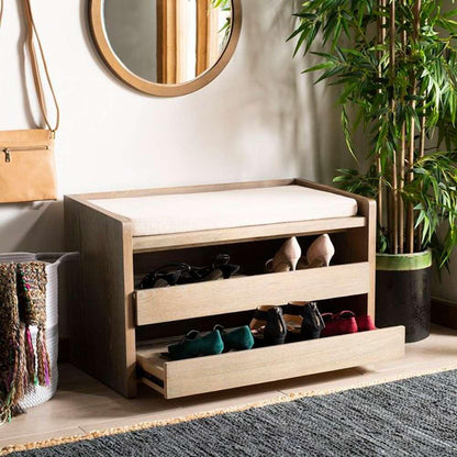 Safavieh - Percy Storage Bench - Rustic Oak - Beige - BCH6400A veiw 2