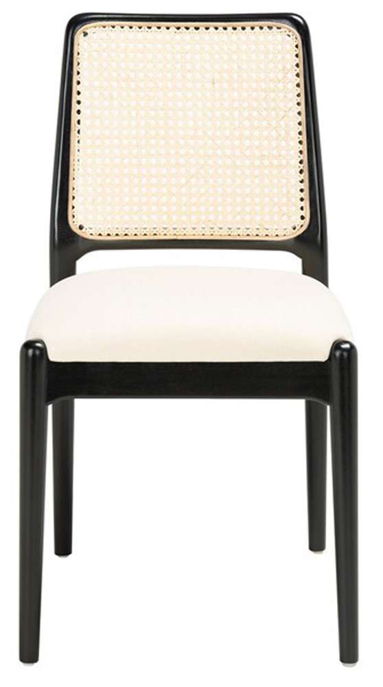 Safavieh - Reinhardt Rattan Dining Chair - Black - White  (Set of 2) - DCH8800A-SET2 veiw 1