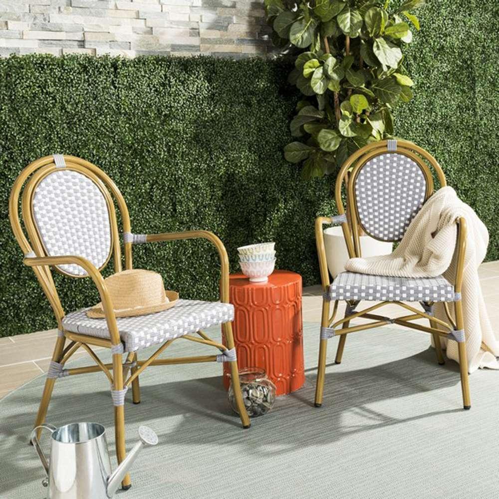 Safavieh - Rosen Arm Chair - Grey - White  (Set of 2) - PAT4014B-SET2 veiw 2
