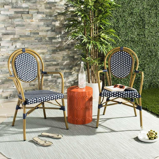 Safavieh - Rosen Arm Chair - Navy - White  (Set of 2) - PAT4014A-SET2 veiw 1