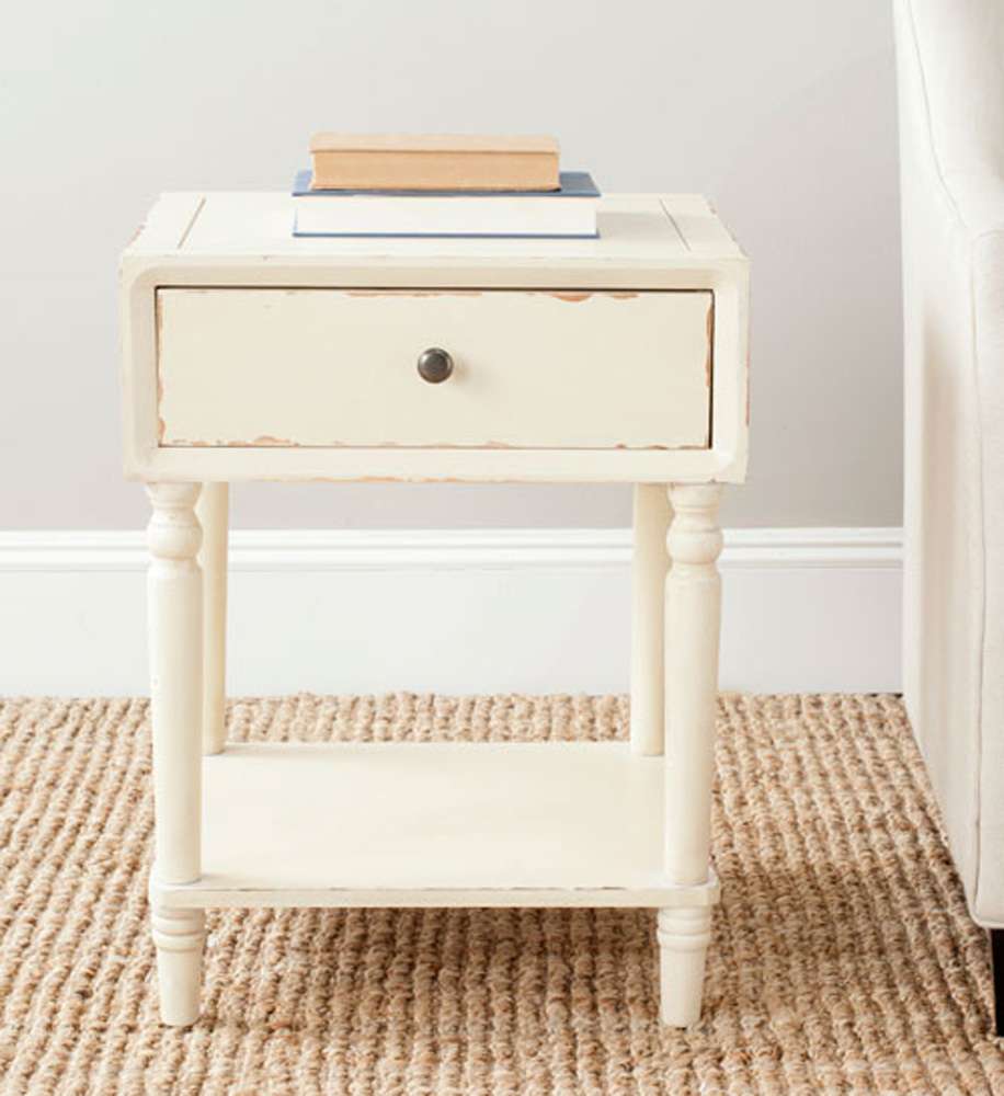 Safavieh - Siobhan Accent Table Wstorage Drw - Distressed Vanilla - AMH6611D veiw 3