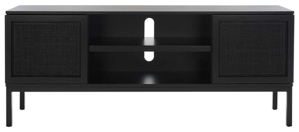Safavieh - Zadie 2 Shelf Rattan Media Stand - Black - MED5009E veiw 1