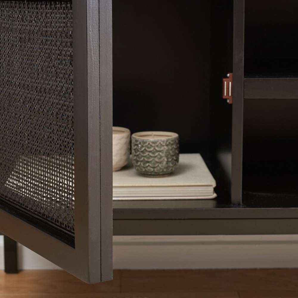 Safavieh - Zadie 2 Shelf Rattan Media Stand - Black - MED5009E veiw 2