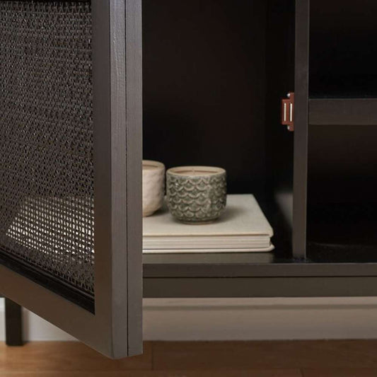 Safavieh - Zadie 2 Shelf Rattan Media Stand - Black - MED5009E veiw 2