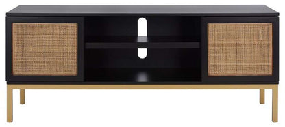 Safavieh - Zadie 2 Shelf Rattan Media Stand - Black - Gold - MED5009A veiw 1