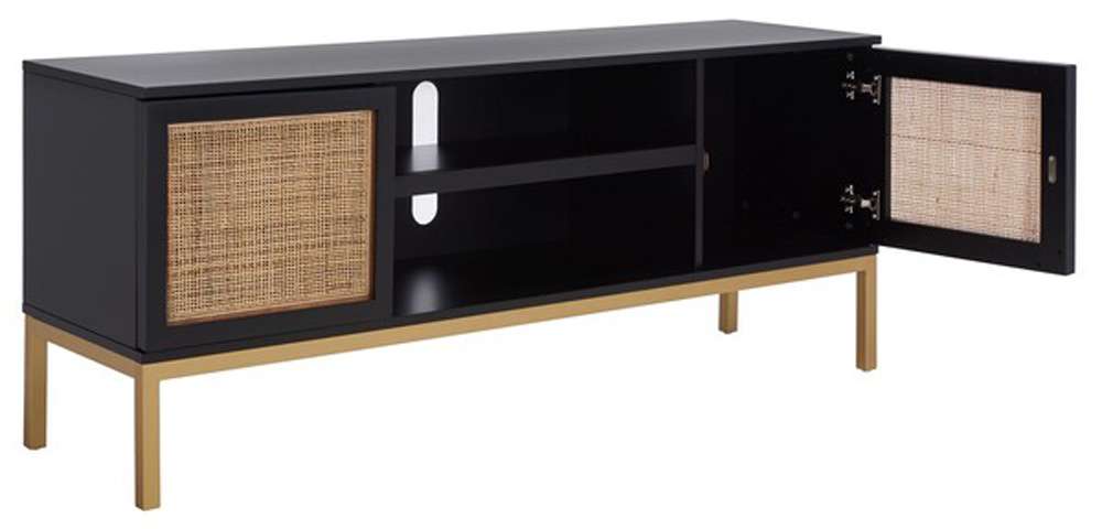 Safavieh - Zadie 2 Shelf Rattan Media Stand - Black - Gold - MED5009A veiw 4