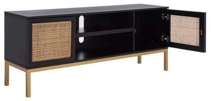 Safavieh - Zadie 2 Shelf Rattan Media Stand - Black - Gold - MED5009A veiw 4