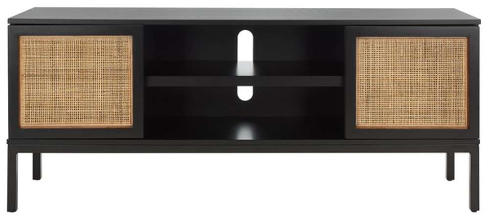 Safavieh - Zadie 2 Shelf Rattan Media Stand - Black - Natural - MED5009D veiw 1
