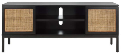 Safavieh - Zadie 2 Shelf Rattan Media Stand - Black - Natural - MED5009D veiw 1
