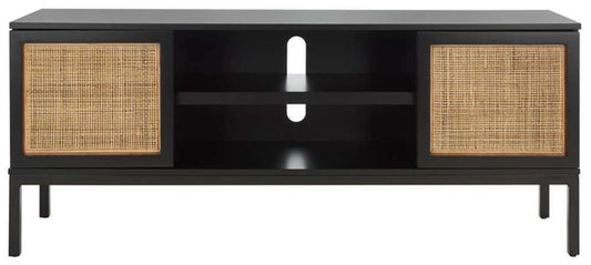 Safavieh - Zadie 2 Shelf Rattan Media Stand - Black - Natural - MED5009D veiw 1