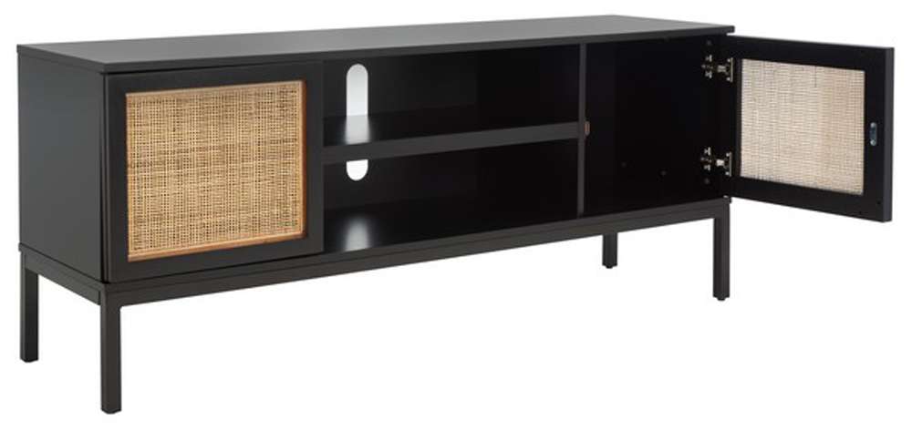 Safavieh - Zadie 2 Shelf Rattan Media Stand - Black - Natural - MED5009D veiw 4