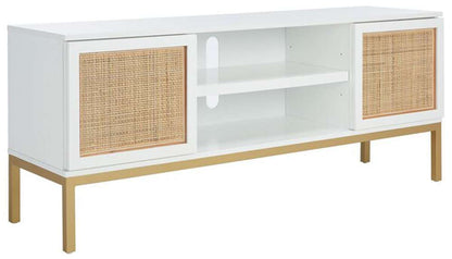 Safavieh - Zadie 2 Shelf Rattan Media Stand - White - Gold - MED5009B veiw 3