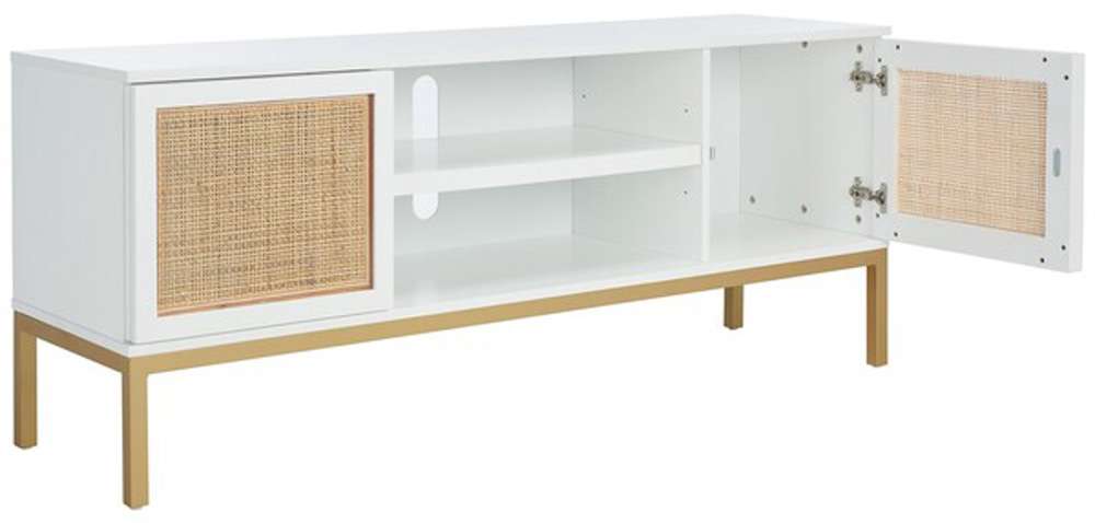 Safavieh - Zadie 2 Shelf Rattan Media Stand - White - Gold - MED5009B veiw 4