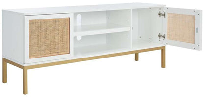 Safavieh - Zadie 2 Shelf Rattan Media Stand - White - Gold - MED5009B veiw 4