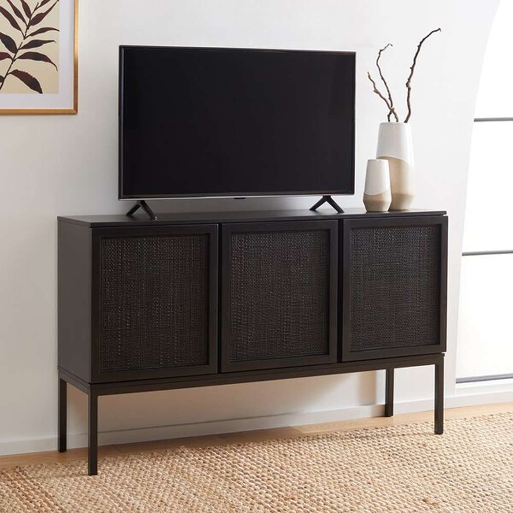Safavieh - Zadie 2 Shelf Rattan Sideboard - Black - MED5010E veiw 3