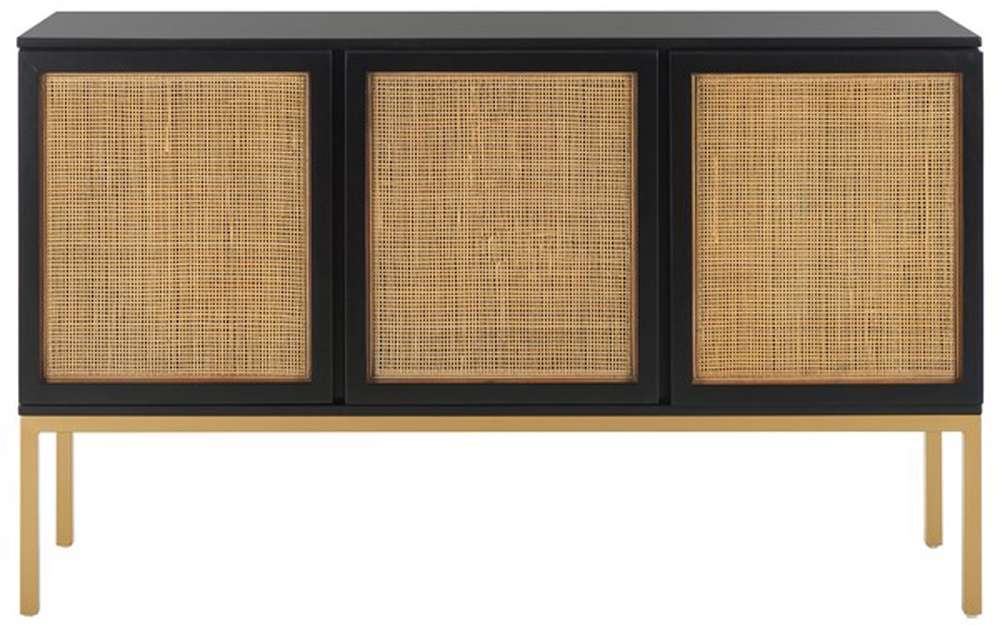 Safavieh - Zadie 2 Shelf Rattan Sideboard - Black - Gold - MED5010A veiw 1