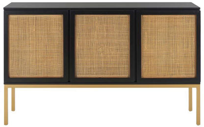 Safavieh - Zadie 2 Shelf Rattan Sideboard - Black - Gold - MED5010A veiw 1