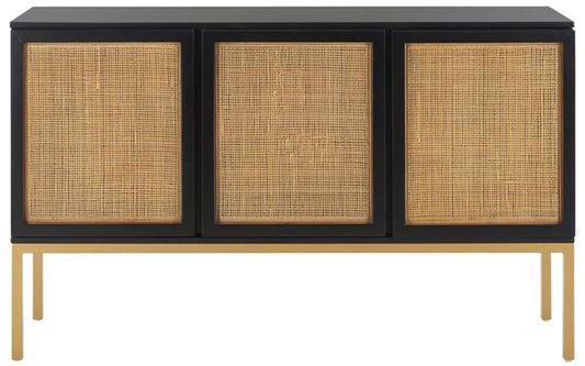 Safavieh - Zadie 2 Shelf Rattan Sideboard - Black - Gold - MED5010A veiw 1