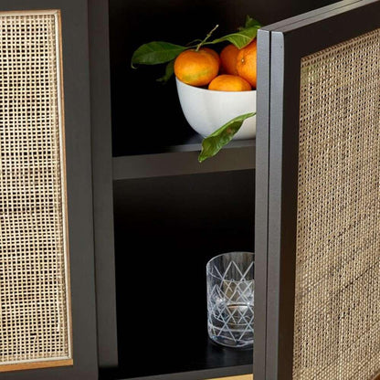Safavieh - Zadie 2 Shelf Rattan Sideboard - Black - Gold - MED5010A veiw 2