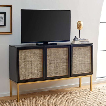 Safavieh - Zadie 2 Shelf Rattan Sideboard - Black - Gold - MED5010A veiw 3
