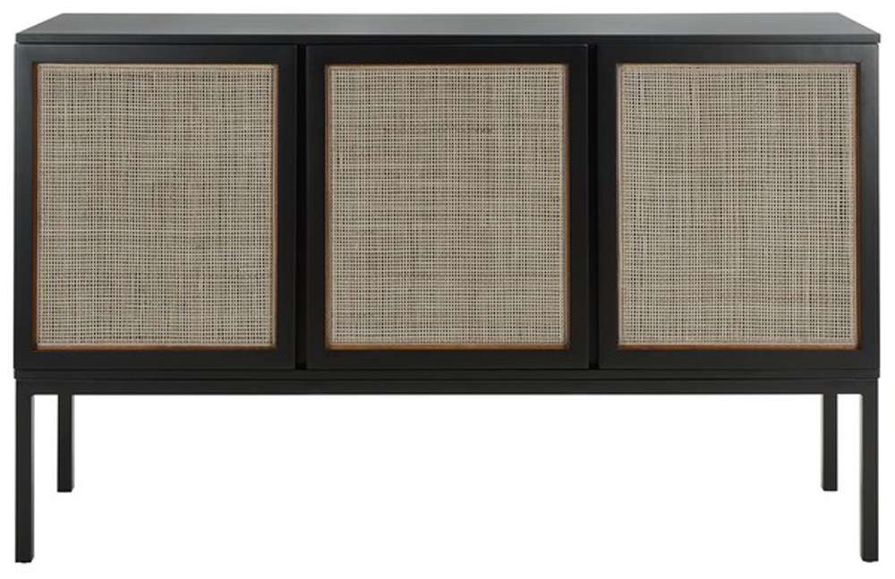 Safavieh - Zadie 2 Shelf Rattan Sideboard - Black - Natural - MED5010D veiw 1