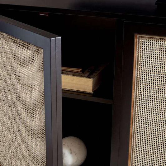 Safavieh - Zadie 2 Shelf Rattan Sideboard - Black - Natural - MED5010D veiw 2