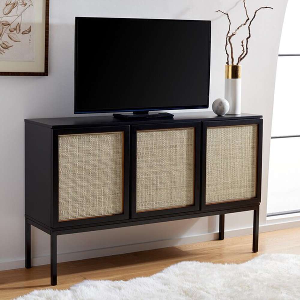 Safavieh - Zadie 2 Shelf Rattan Sideboard - Black - Natural - MED5010D veiw 3