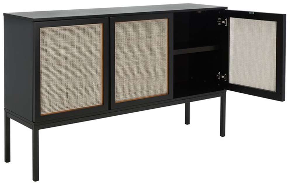 Safavieh - Zadie 2 Shelf Rattan Sideboard - Black - Natural - MED5010D veiw 4