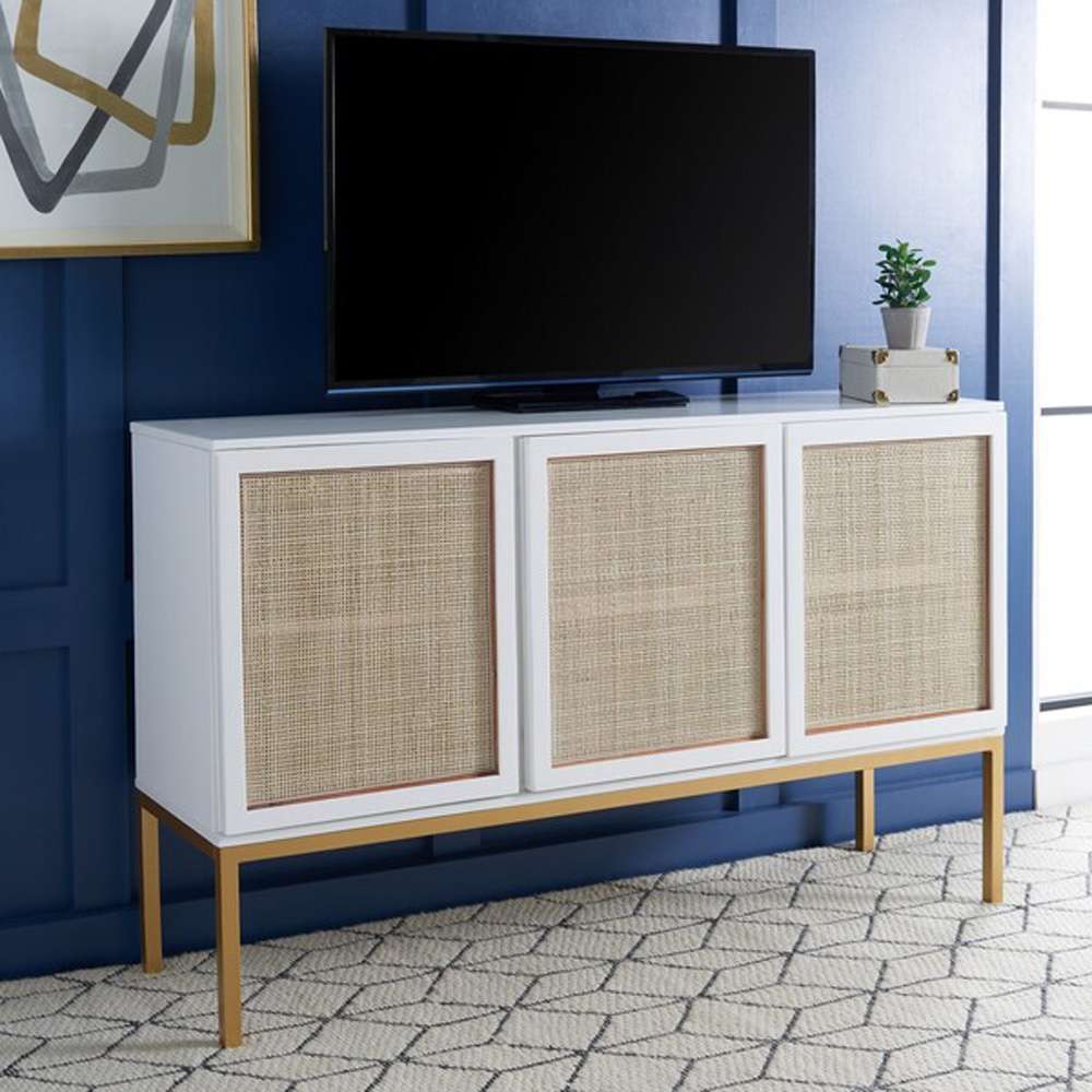 Safavieh - Zadie 2 Shelf Rattan Sideboard - White - Gold - MED5010B veiw 2