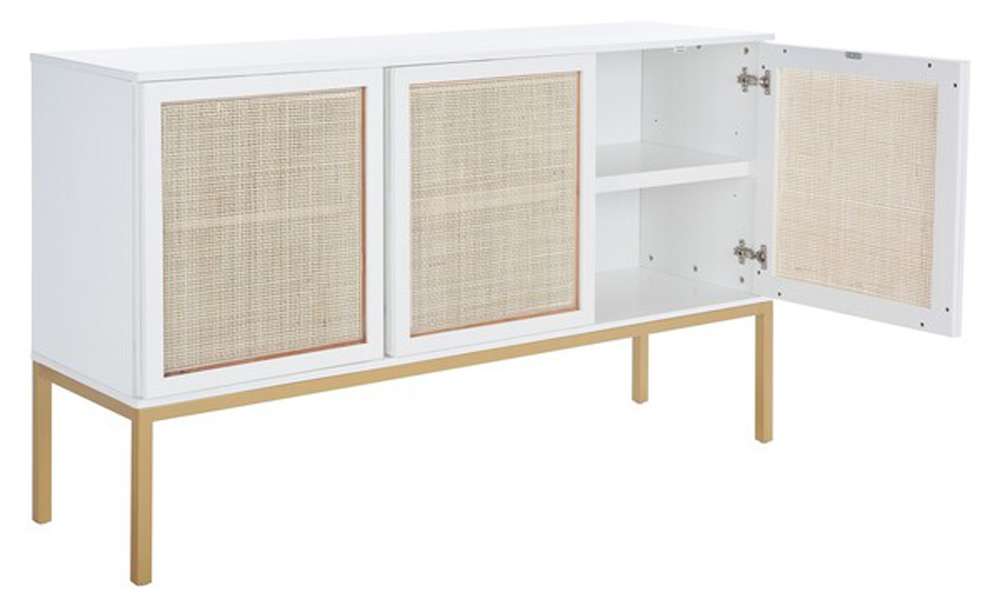 Safavieh - Zadie 2 Shelf Rattan Sideboard - White - Gold - MED5010B veiw 3