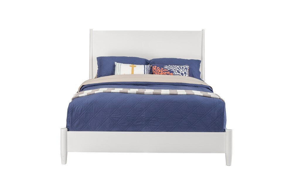 Alpine Furniture - Flynn Mid Century Modern Full Size Panel Bed, White - 966-W-08F veiw 3
