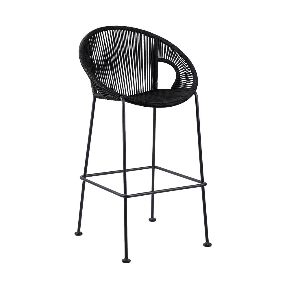 Armen Living - Acapulco 26in Indoor Outdoor Steel Bar Stool with Black Rope - LCACBABL26 veiw 1