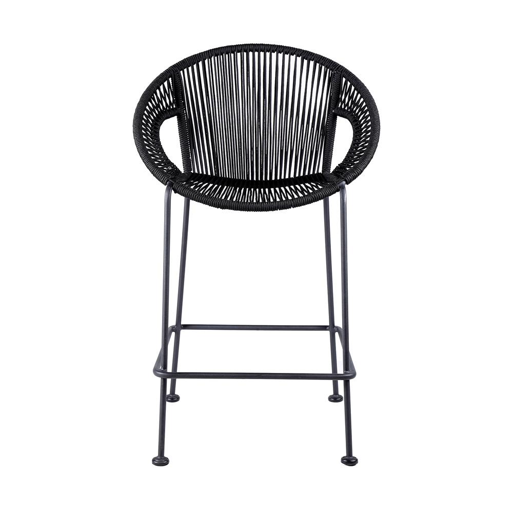 Armen Living - Acapulco 26in Indoor Outdoor Steel Bar Stool with Black Rope - LCACBABL26 veiw 2