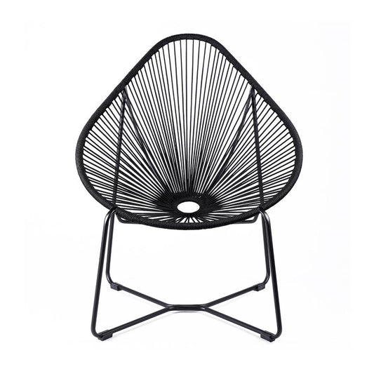 Armen Living - Acapulco Indoor Outdoor Steel Papasan Lounge Chair with Grey Rope - LCACSIGRY veiw 2