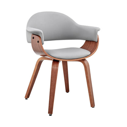 Armen Living - Adalyn Gray Faux Leather and Walnut Wood Dining Room Accent Chair - LCADCHWAGR veiw 1