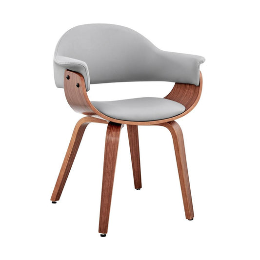 Armen Living - Adalyn Gray Faux Leather and Walnut Wood Dining Room Accent Chair - LCADCHWAGR veiw 1