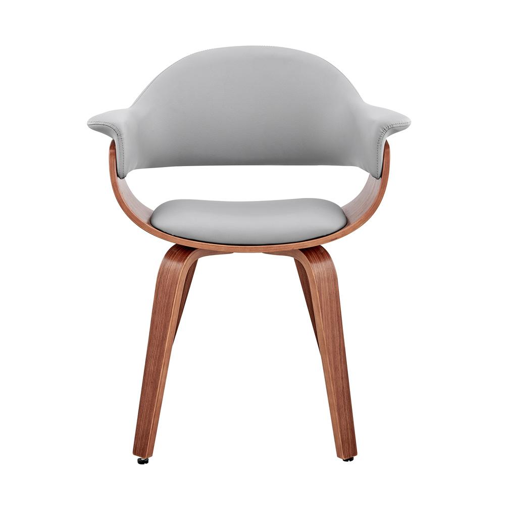 Armen Living - Adalyn Gray Faux Leather and Walnut Wood Dining Room Accent Chair - LCADCHWAGR veiw 2