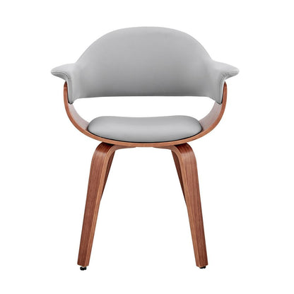 Armen Living - Adalyn Gray Faux Leather and Walnut Wood Dining Room Accent Chair - LCADCHWAGR veiw 2