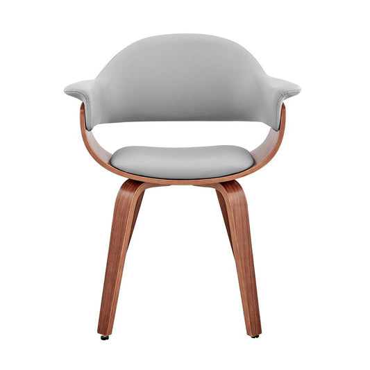 Armen Living - Adalyn Gray Faux Leather and Walnut Wood Dining Room Accent Chair - LCADCHWAGR veiw 2
