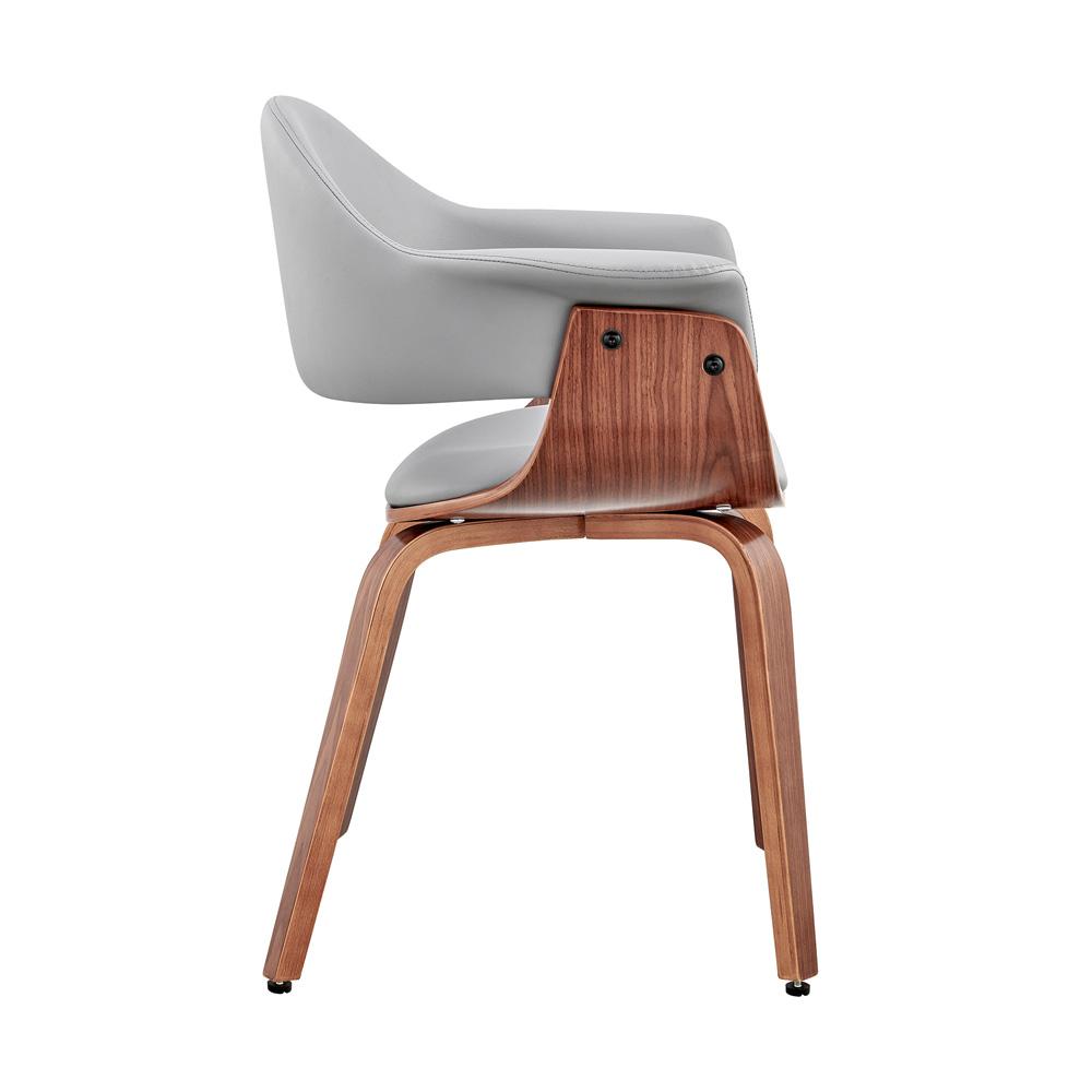 Armen Living - Adalyn Gray Faux Leather and Walnut Wood Dining Room Accent Chair - LCADCHWAGR veiw 3