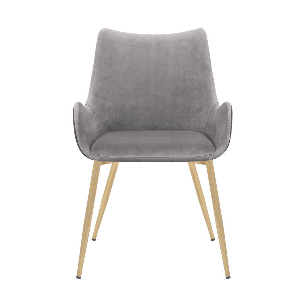 Armen Living - Avery Two Tone Grey Fabric Dining Room Chair with Gold Legs - LCAVCHLTGR veiw 2