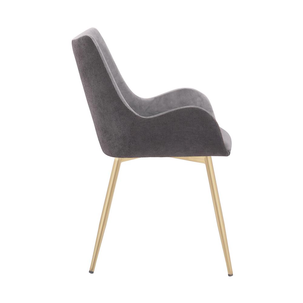 Armen Living - Avery Two Tone Grey Fabric Dining Room Chair with Gold Legs - LCAVCHLTGR veiw 3