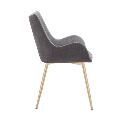 Armen Living - Avery Two Tone Grey Fabric Dining Room Chair with Gold Legs - LCAVCHLTGR veiw 3