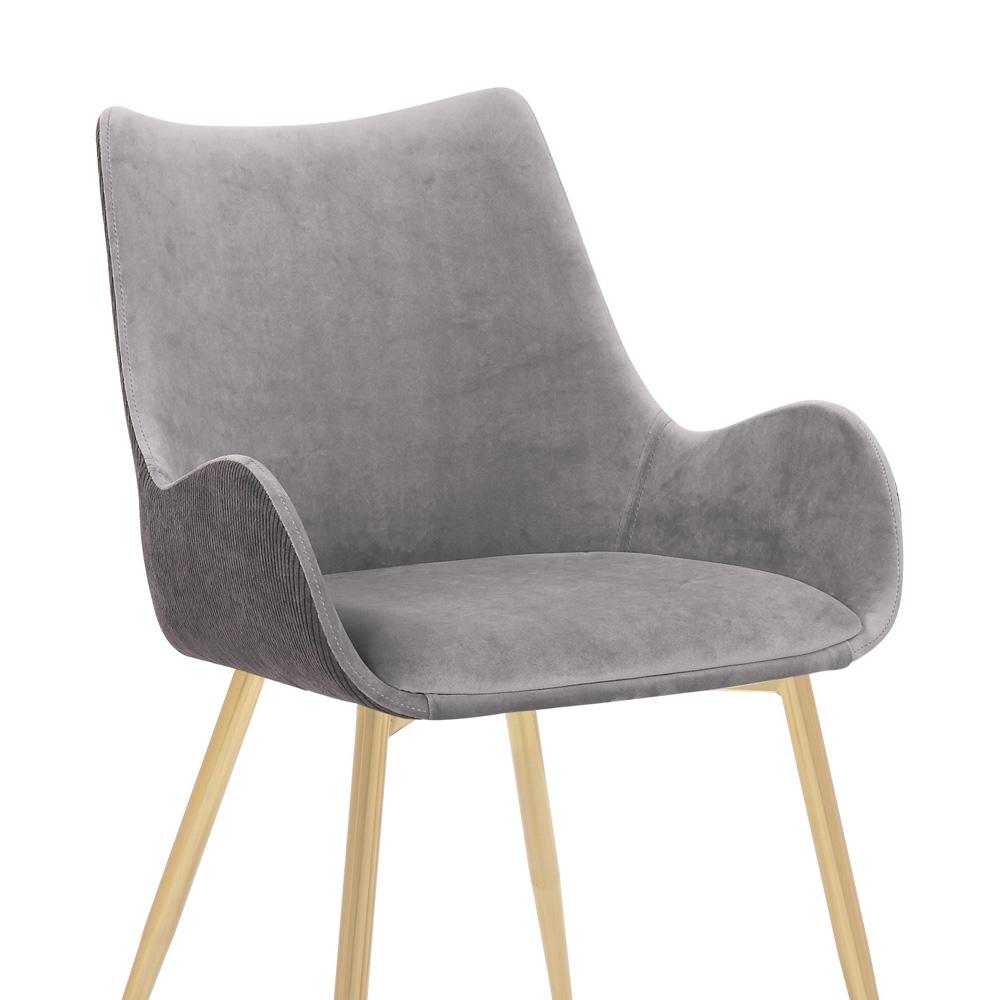 Armen Living - Avery Two Tone Grey Fabric Dining Room Chair with Gold Legs - LCAVCHLTGR veiw 6