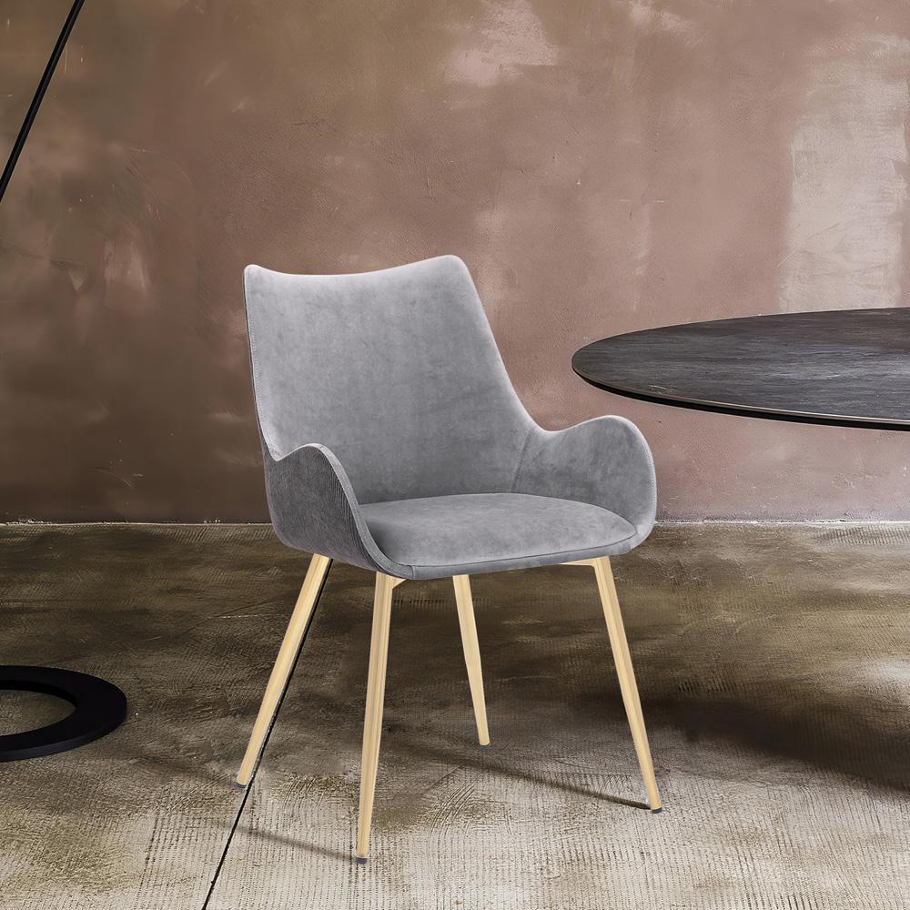 Armen Living - Avery Two Tone Grey Fabric Dining Room Chair with Gold Legs - LCAVCHLTGR veiw 8